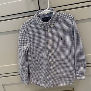 Ralph Lauren Boys White and Blue Plaid Shirt size 6 like new condition